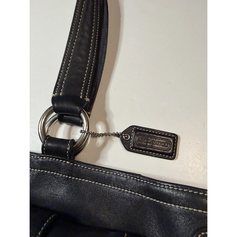 Vintage Coach SoHo Tote Satchel Bag 8A09 Y2K Black Leather Purse - Picture 9 of 11